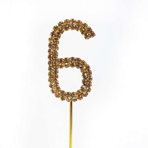 Diamante Small Gold Number - 6 - Click Image to Close